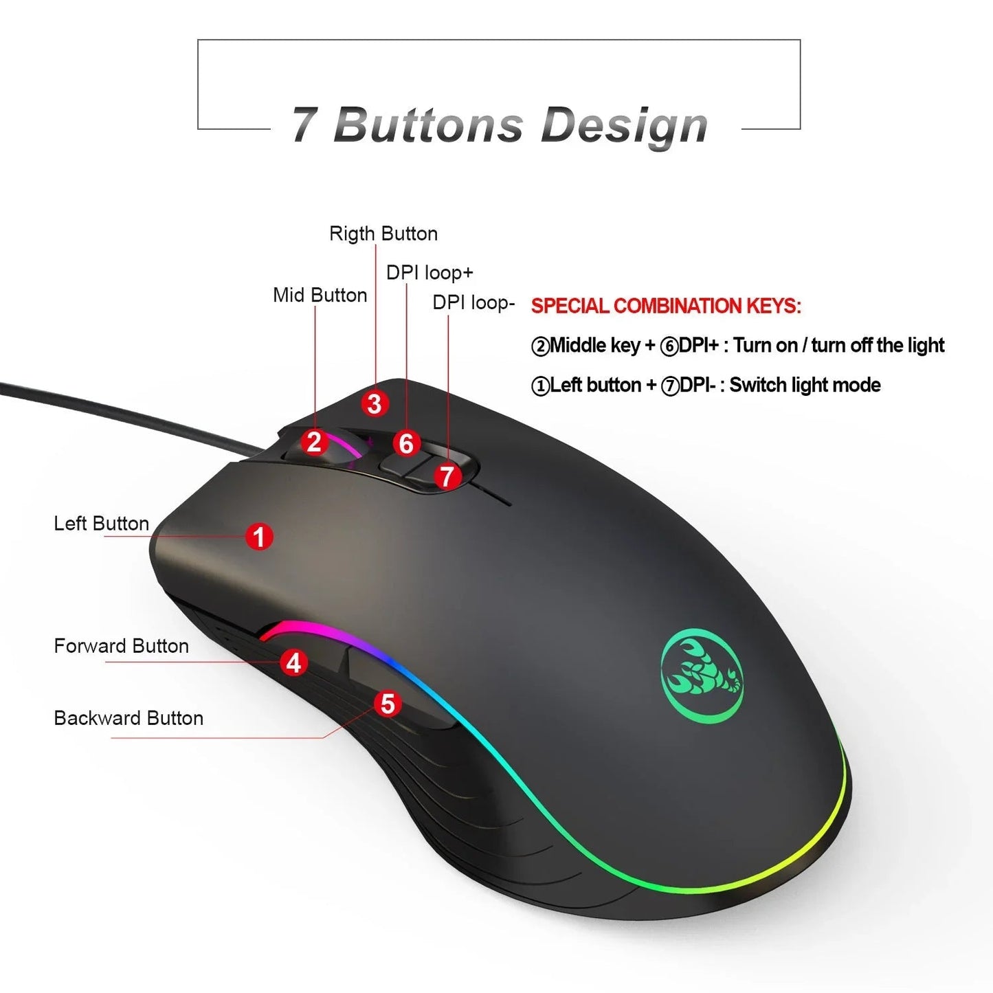 Glowing Gaming Mouse Gaming Wired Mouse - Urban Muse 